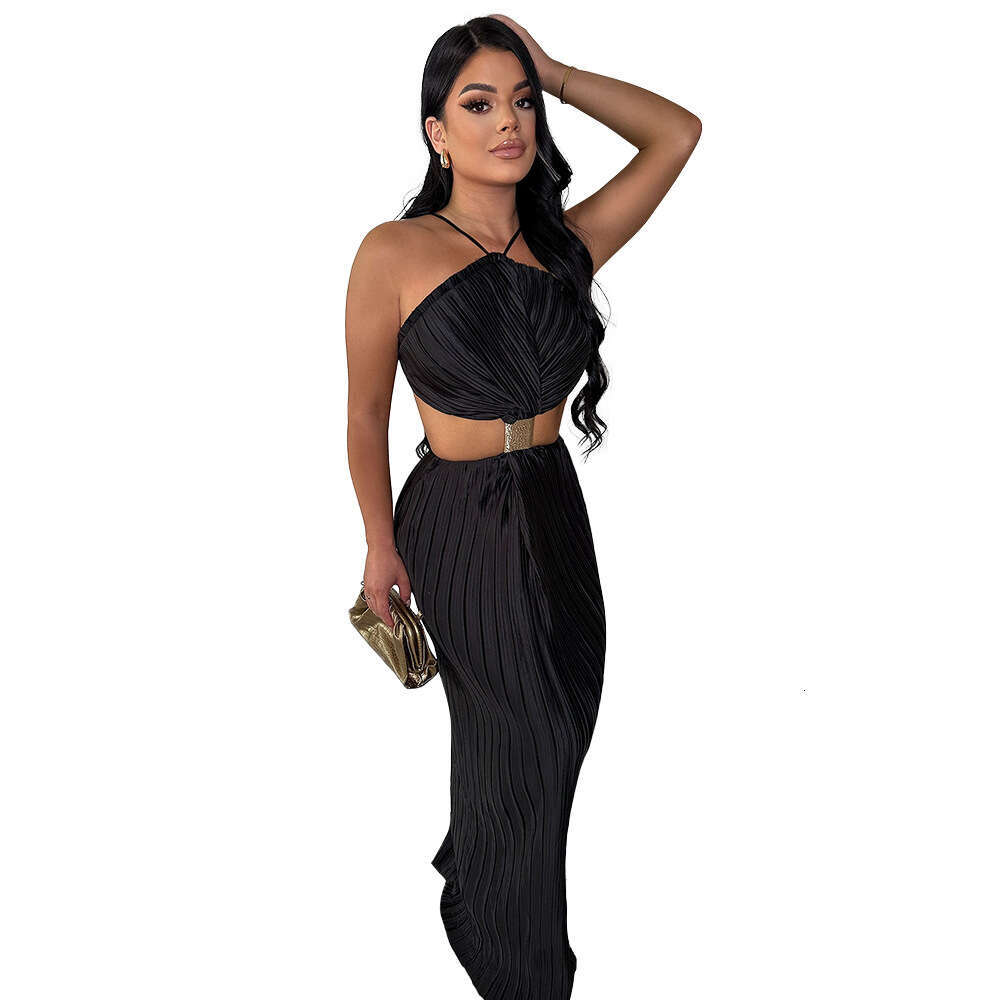 K10759 style women's pleated sexy lace up evening dress with a slit after opening, new