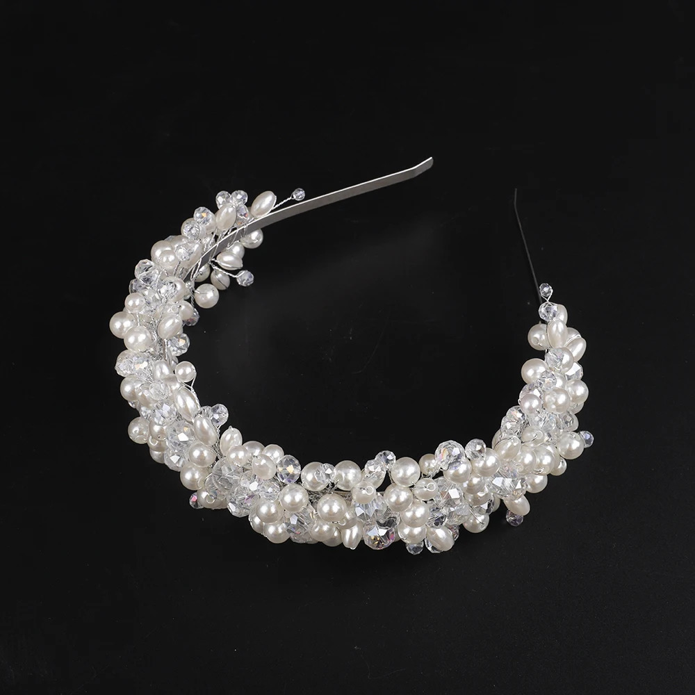 Bridal Tiara Headwear Pearl Crown Princess Wedding Bridal Hiar Hoop Crystal headband Wedding Hair Jewelry Bridal Accessories 250509