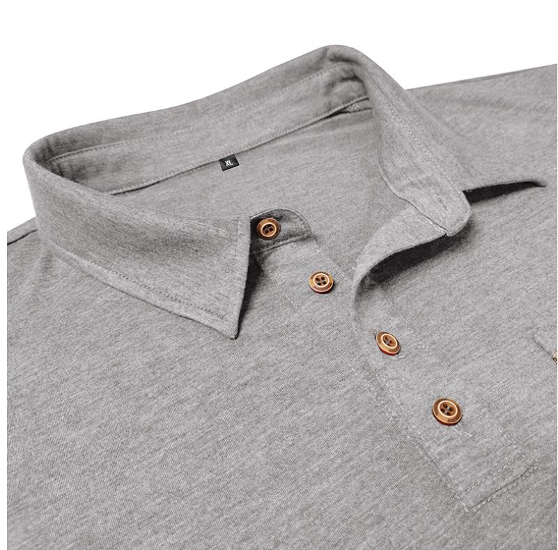 Fashion Shirt XXL Men's Casual Polo Shirts Classic Long Sleeve Basic Button T-Shirt Lightweight Cotton Golf Tops with Pocket Tees