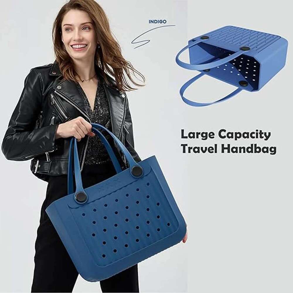 Waterproof Beach Tote Bag Large Washable Rubber Handbags Sports Travel Outdoor Anti-Tip Bag Gift For Women