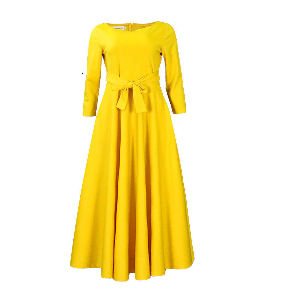 White Dress Maxi Dress D3171 Women's 2024 Spring/Summer New Fashionable Style Lace Up Large Size Long Dress KQ