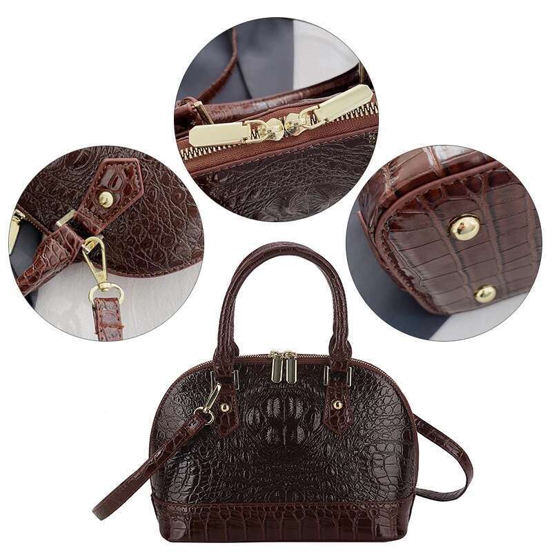 Women's Exquisite Shoulder Handbag Crocodile Pattern Pure Color Shopping Casual Shell Bag PU Leather Female Tote