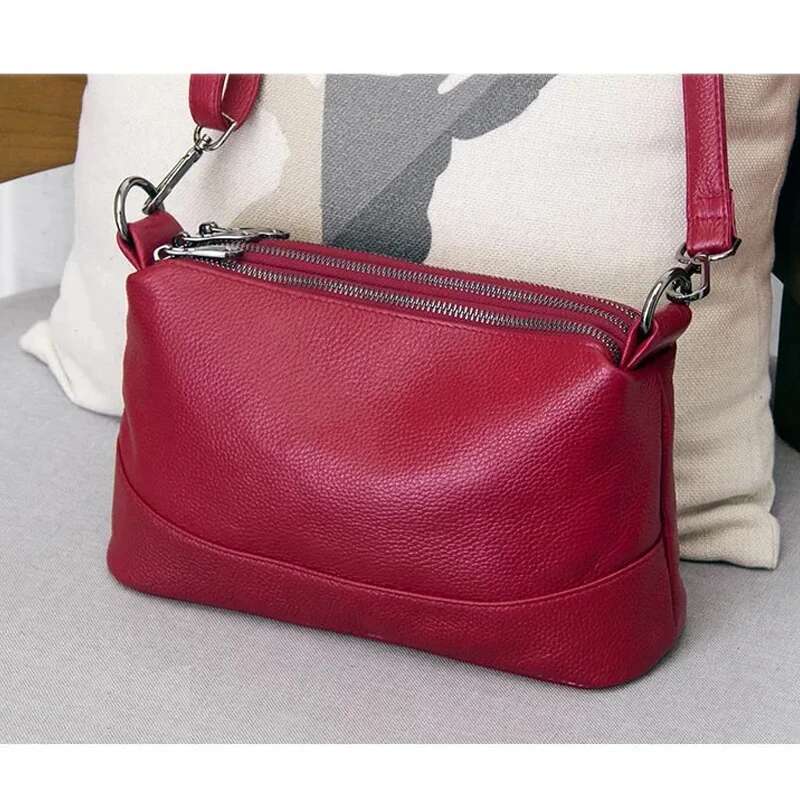 Genuine Leather Shoulder Fashion Crossbody Bag For Women Ladies Solid Casual Small Messenger Bags