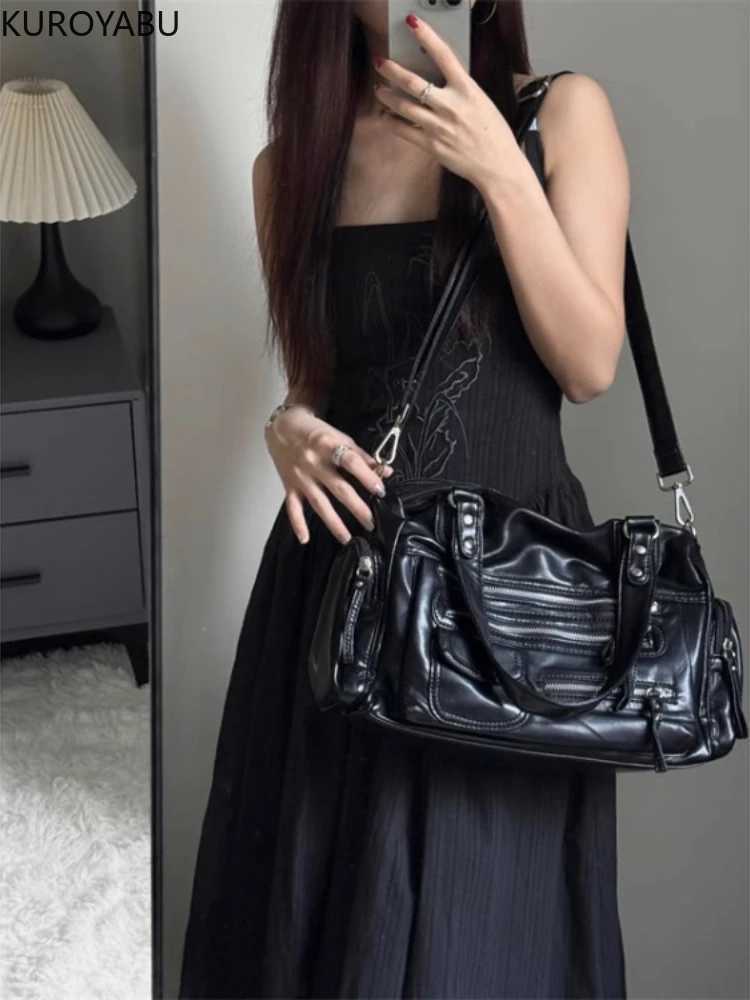 Tote Bag Motorcycle Bag Soft PU Leather Large Capacity Shoder Bags Wen Y2K Punk Zipper Pocket Fi Crossbody Bag Z250516