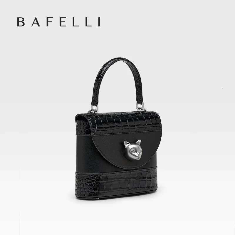 BAFELLI HANDBAG 2025 Women's NEW CROSSBODY LEATHER PURSE EVENING BAG CROCODILE GRAIN DESIGNER BUCKET CAT BRAND FASHION