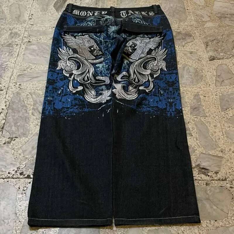 2025 American Fashion Trend Super Character Printed Baggy Jeans Men Y2K Street Haruku Retro Popular High Waist Wide Leg Pants