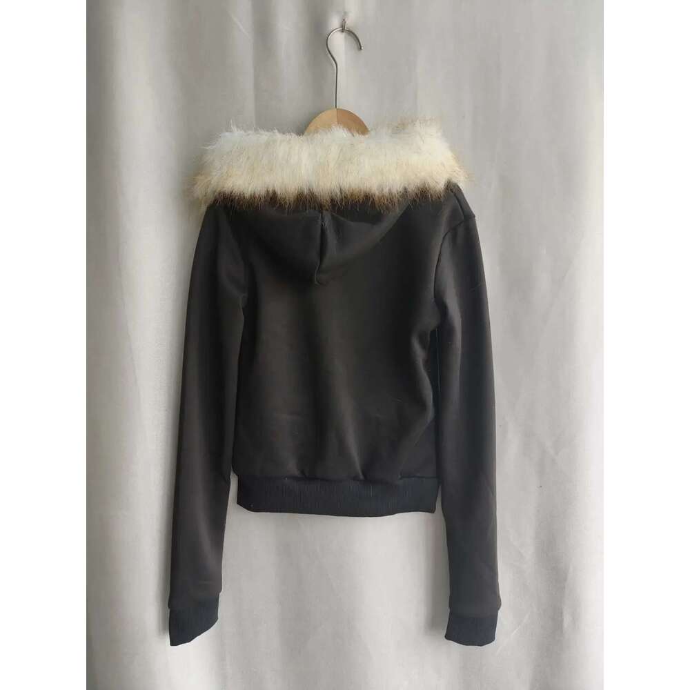 Black Goth Hoodie Women's Clothes Letter Skull Embroidery Zipper Y2k Coat Fashion Hooded Jacket Japanese Sweatshirts Y2k Tops Designer