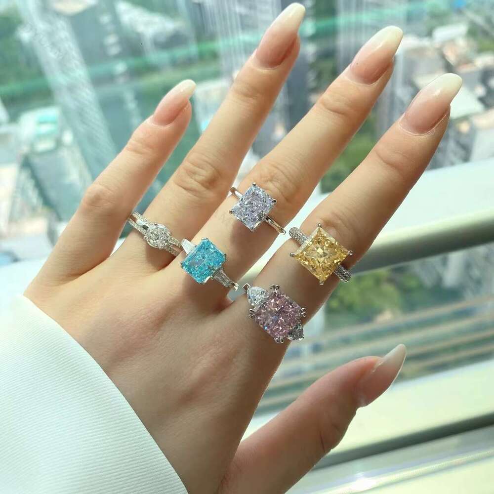 Dylam boutique 8A zircon engagement and stone, wedding accessory S pure silver women's ring with gold plating