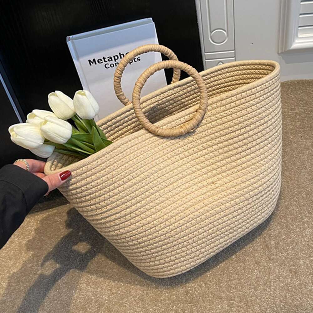 Straw Women Hand-Woven Handbags Moon Shape Rattan Tote Big Capacity Top-Handle Casual Beach Shoulder Bag