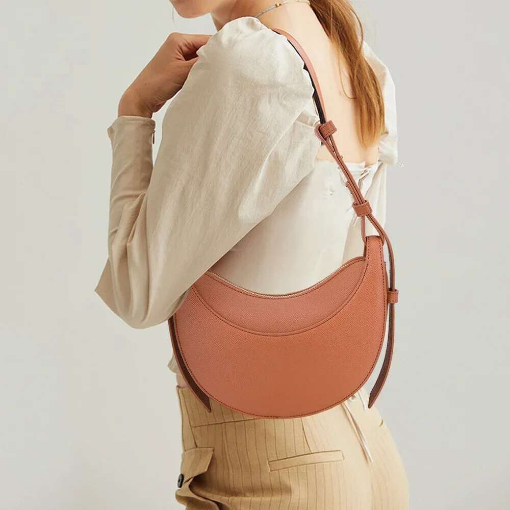 Women Tote Bags Casual Hobo Brand Handbag Large Capacity PU Half Moon Crescent Saddle Shoulder Commuting Bag
