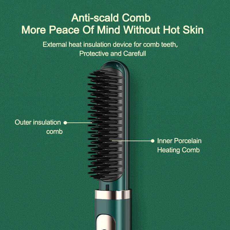 Electric Straighten Brush Fast Heating Ceramic Hair Professional Curler Straightener Comb Styler