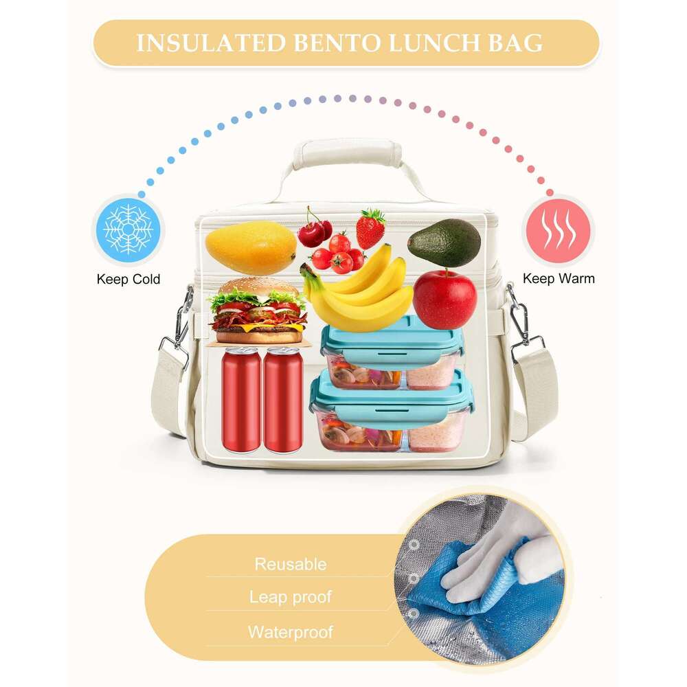 Insulated Women Men,Adult Lunch Box with Adjustable Shoulder Strap,Portable Tote Cooler Bag for Office Work Picnic