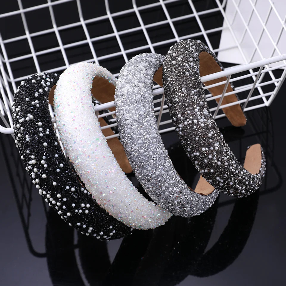 Inlaid Rhinestone HairBands for Women Korean Fashion Hair Pressure Headband Small Pearl Wedding Hair Jewelry Accessories 250509