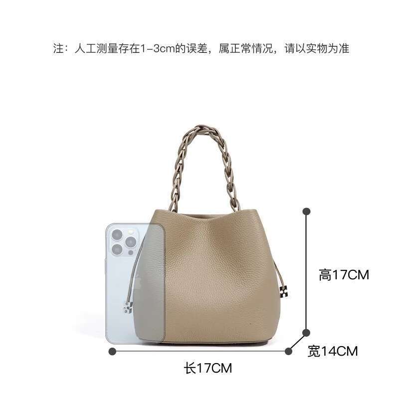 Cowhide Bucket Bag 2025 New High Quality Genuine Leather Crossbody Versatile Commuting Shoulder Elegant Handbag