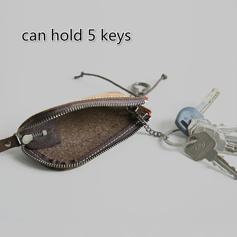 Vintage Handmade Genuine Leather Key Holder Wallet Car Key Case Cover Organizer Housekeeper Bag 250515