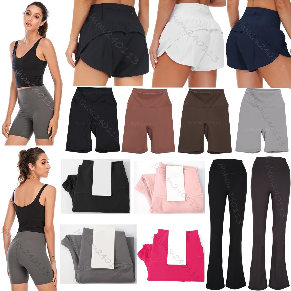 yoga shorts women short set yogapants flare leggings designer sweatpants womens pants pantalon solid color pantaloncini sports legging elastic fitness trousers