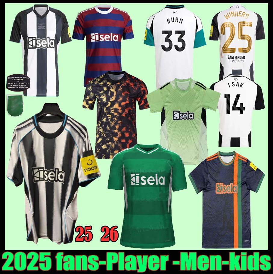 24 25 26 TONALI BRUNO G. newcaslte united Soccer Jerseys WINNERS 2025 2026 WILSON ISAK GORDON JOELINTON TRIPPIER newcaste Football Shirt Men Kids kit