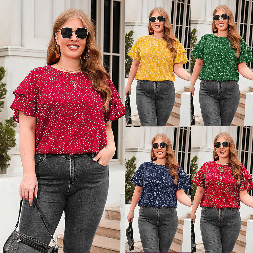 Plus Size T Shirt Womens Tops Women T Shirt Blue Designer Tops Women Designer Men New Pok Dot Loose Casual T-shirt Womens Round Neck Short Sleeve Comm