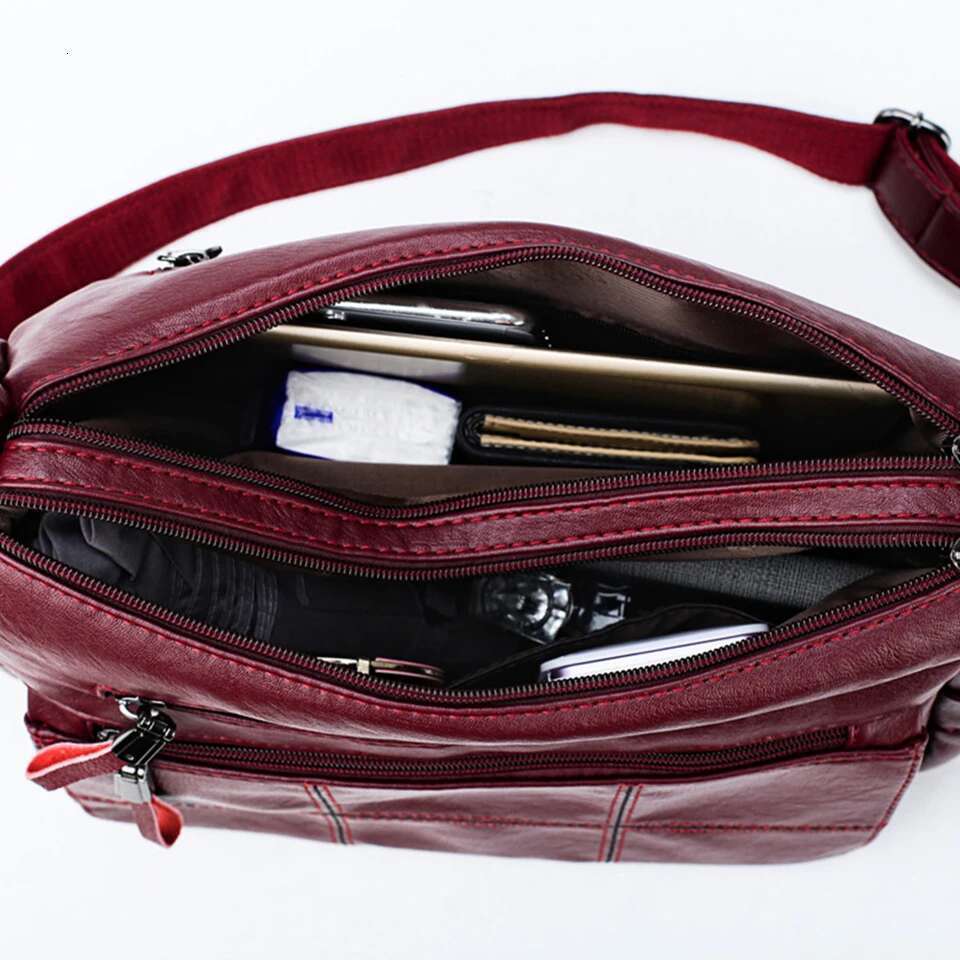 Two Layers Genuine Brand Leather Shoulder Messenger Handbags Designer High Quality Crossbody Bags For Women Sac