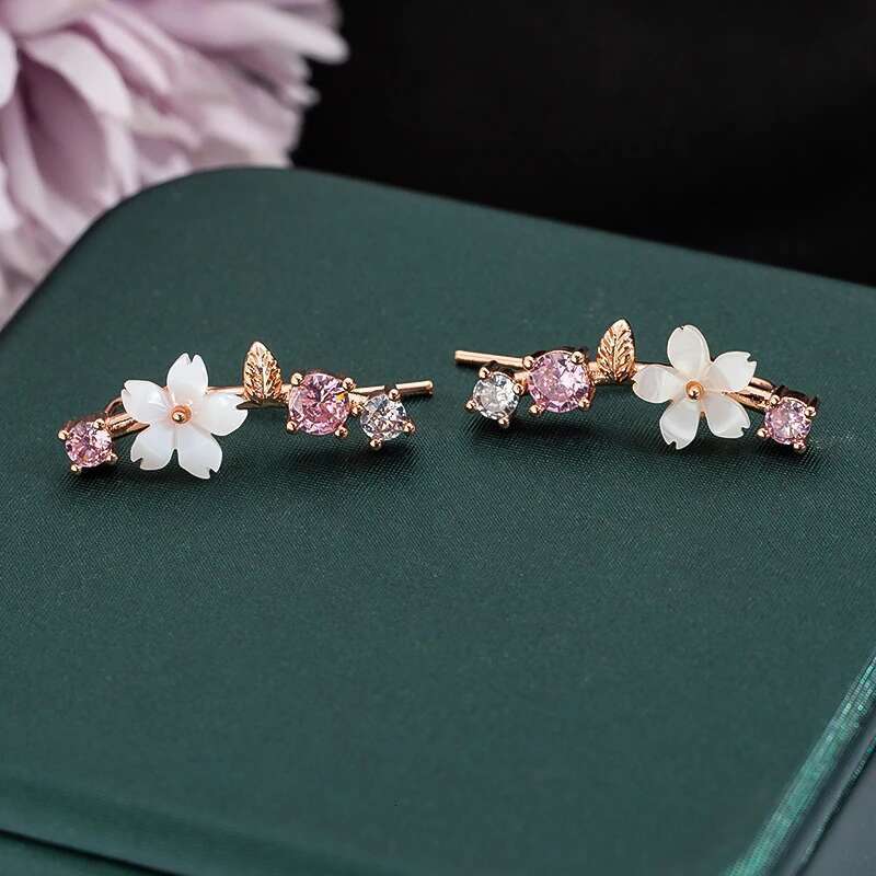 New Arrival Shell Flower Necklace Sets For Women Zircon Stud Earrings Leaf Chokers Bridal Wedding Jewelry