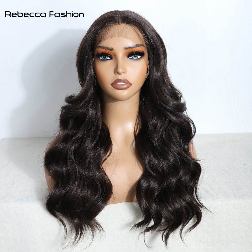 Rebecca Fashion Cosplay Synthetic Front 22 Inch Brown Easy Wear White Body Wavy Lace Front Wigs For Women Ombre Blonde Wig