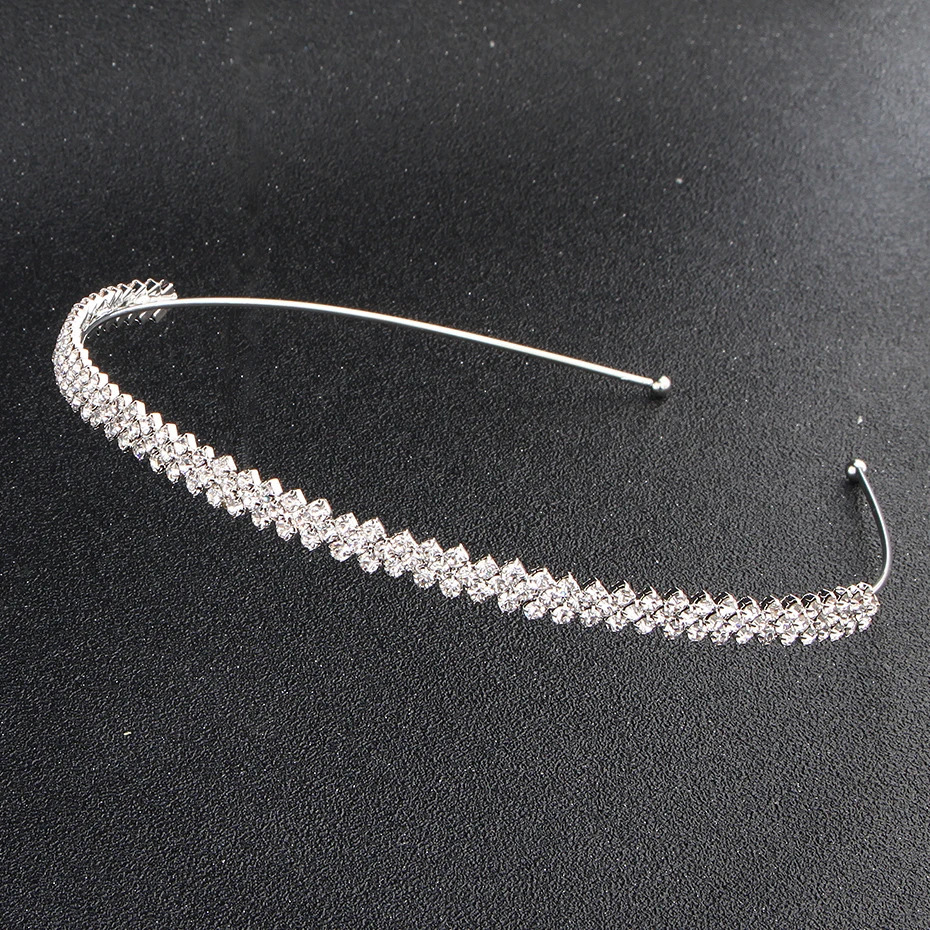 Simple Hair Bands for Women Handmade Silver Rhinestone Tiny Headbands Birthday Party Jewelry Holiday Gifts for Kids 250509