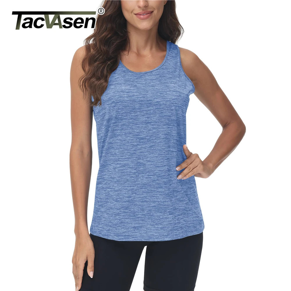 TACVASEN Summer Tank Tops Quick Dry Womens Athlete Performance Vests Crew Neck Running Outdoor Sportswear Tee Shirts 250515
