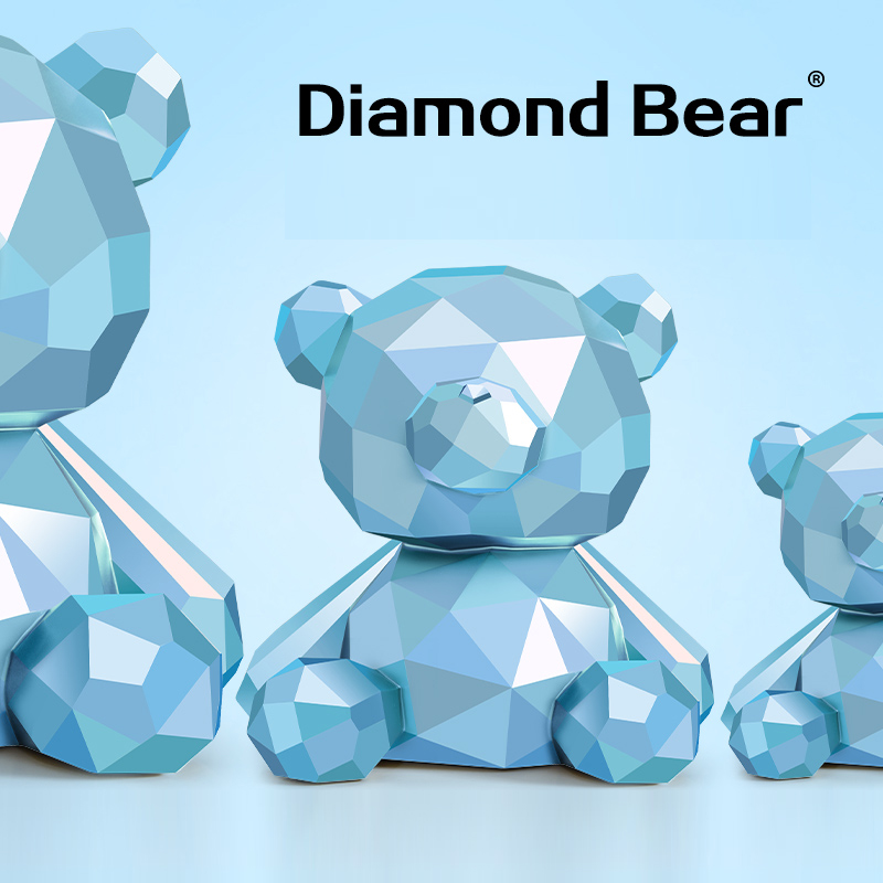 Blue sitting geometric bear piggy bank