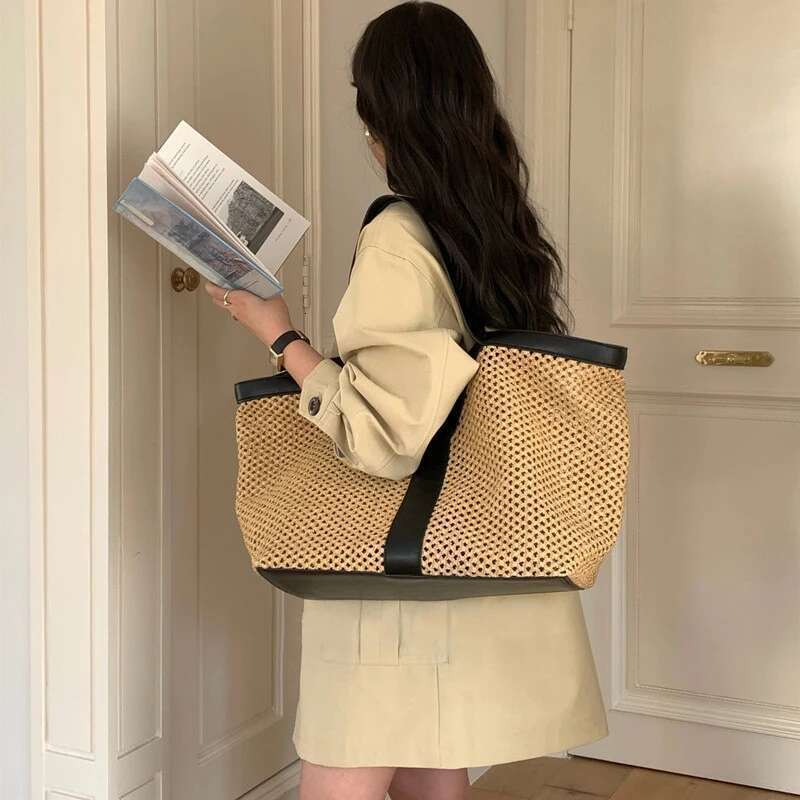 Y Design Woven Tote New Stylish Spacious Beach For Women Large Capacity Brand Shoulder Hand Holiday Shopping Bag