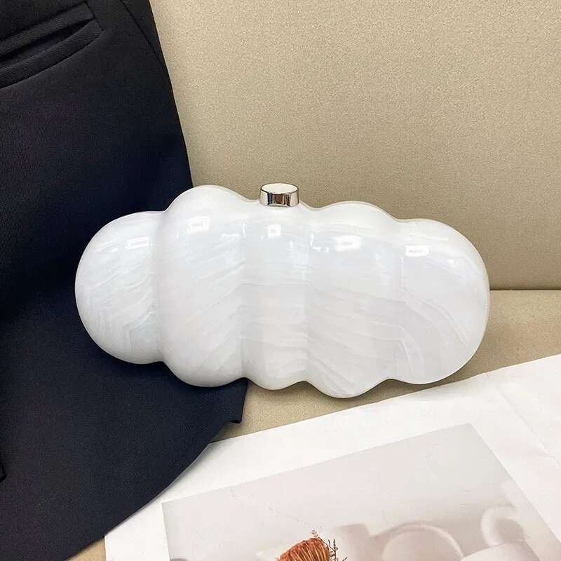 French Marble Pattern Acrylic Box Shell Caterpillar Pillow Mobile Phone Handheld Crossbody Bag Hard Material From China Mainland