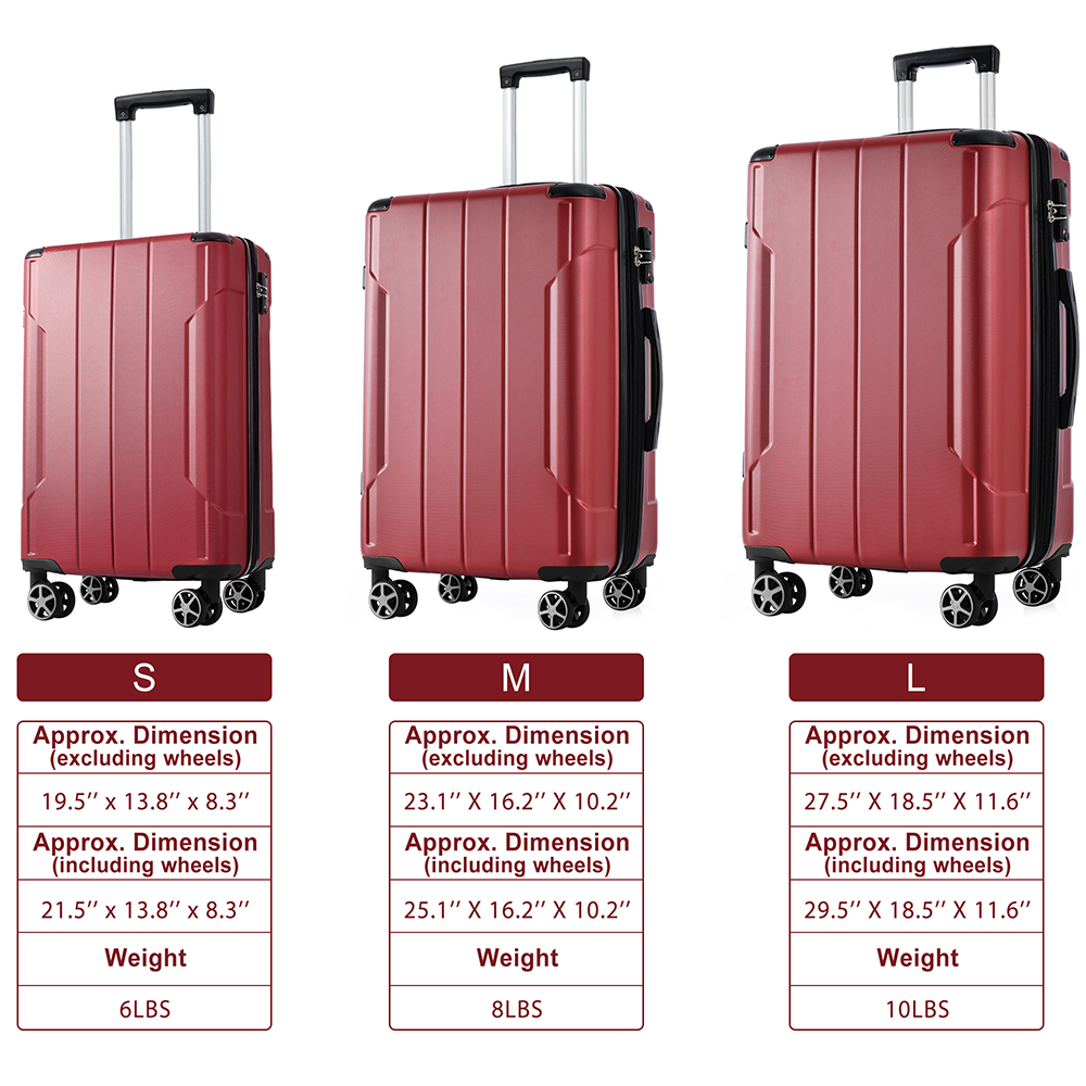 Luggage Sets 3 Piece, Expandable Hard shell ABS Suitcases with Double Spinner, Travel luggage Set with TSA Lock allows for wide luggage travel (20/24/