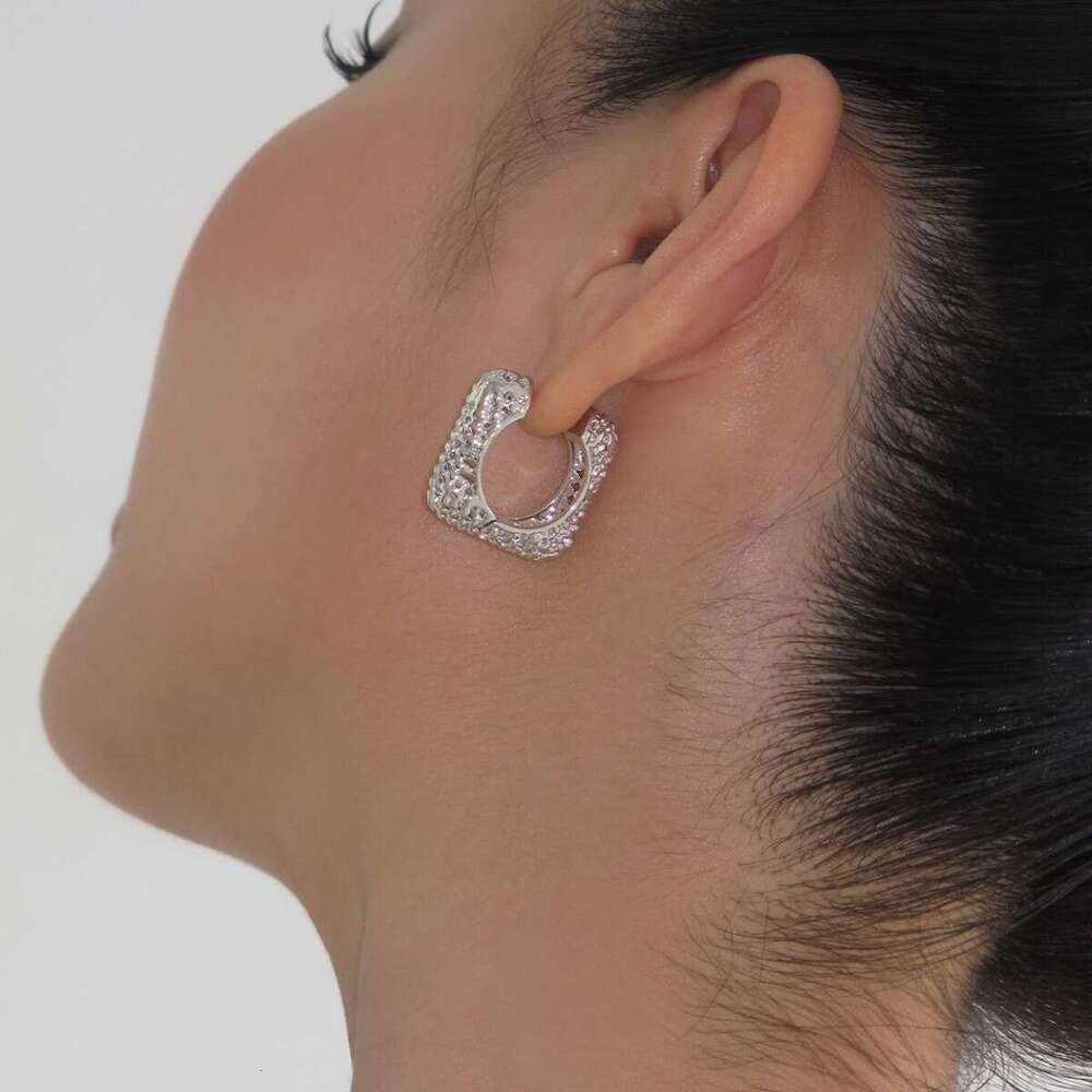 Boonee alus temperament square exquisite hollow ring buckle women's niche unique light high-end feeling earrings