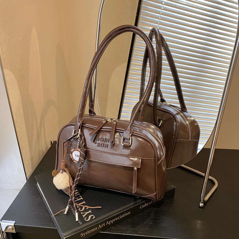 Women's Fashionable Casual Single-Shoulder With A Unique Texture For Commuting, Boston Bag