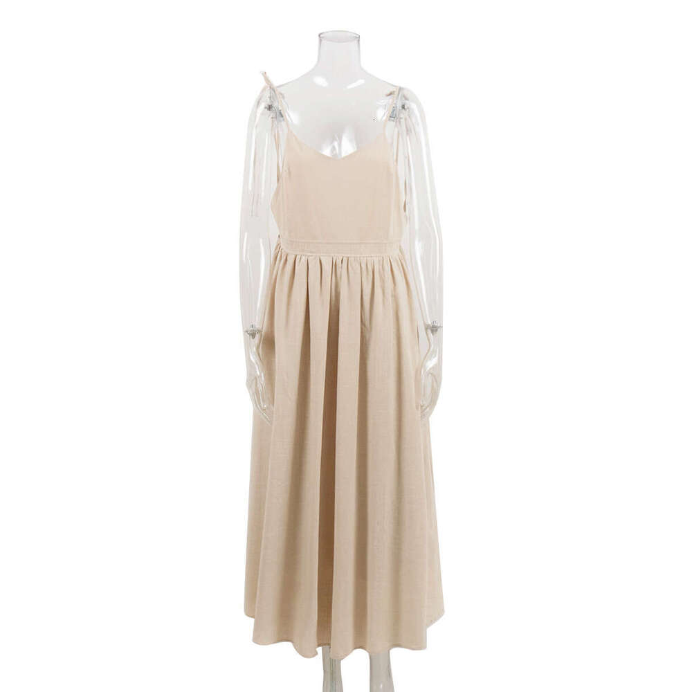 White Dress Maxi Dress Pure Cotton V-Neck Camisole For Women In The Spring Of 2025, Elegant And Sexy Style, Strapless Backless Dress KQ