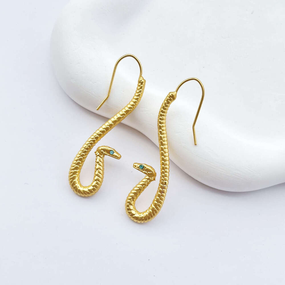 Personalized exaggerated earrings, king cobra design, electroplated gold female ear hook, zodiac gift