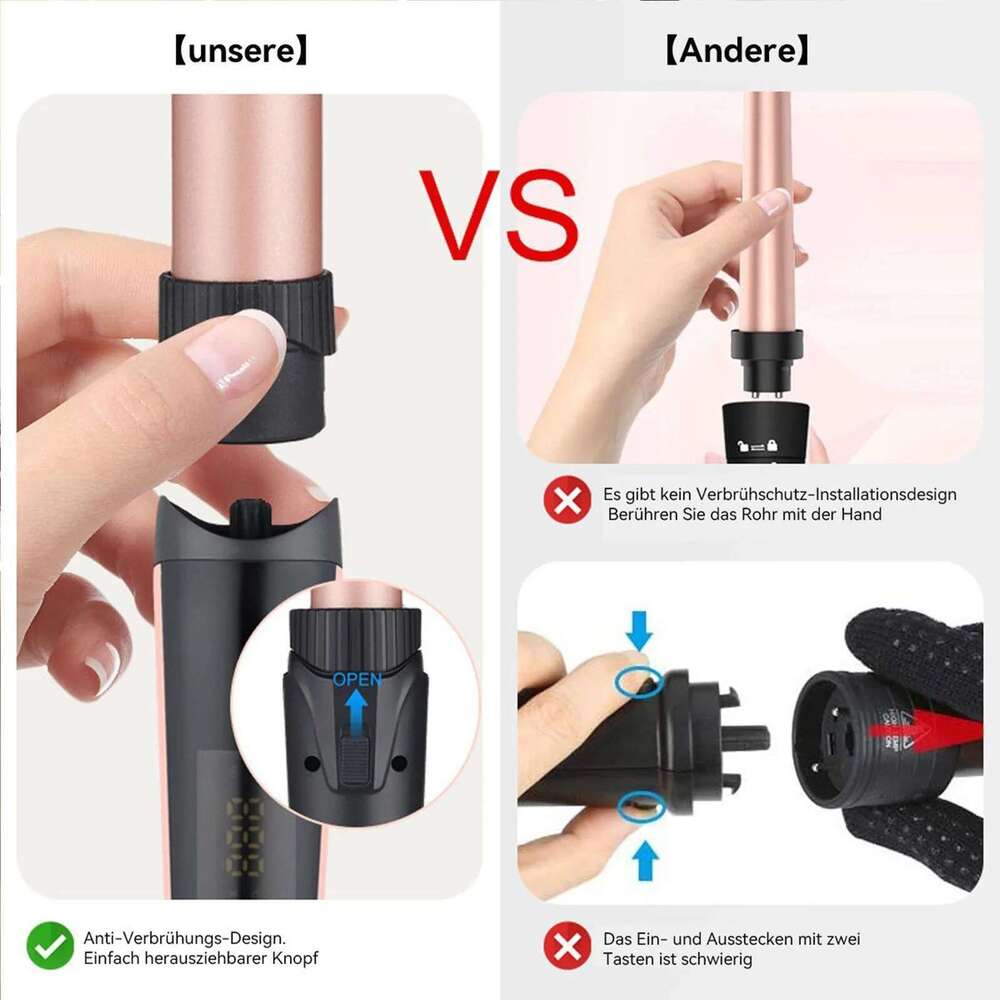 5 In 1 Waver Curling Iron Lcd Display Hair Wand Curler For Professional Salon At Home Diy Natural Styling