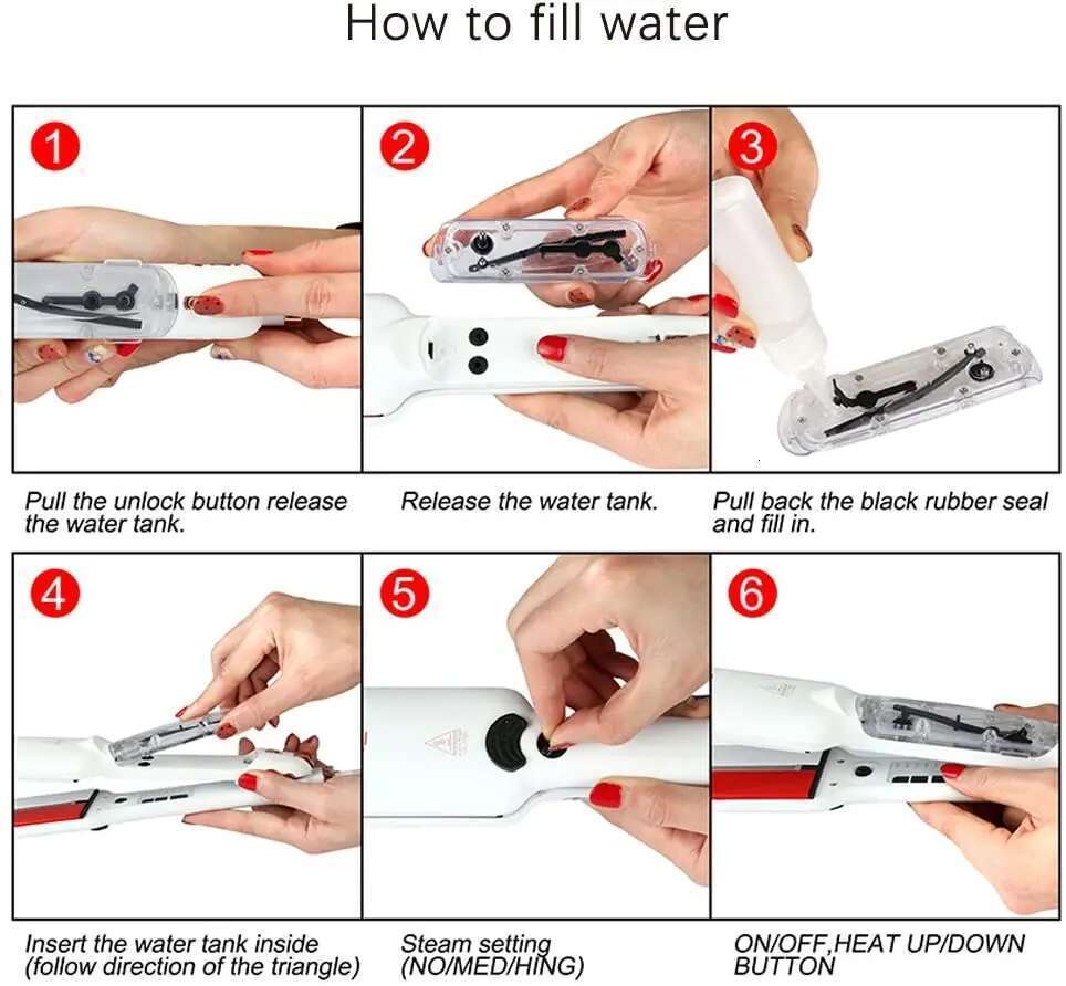 RUCHA Infrared Steam Straightener 2 Inches Wide Plate Hair Salon Steampod Ironing Styler Ceramic Tourmaline Flat Iron
