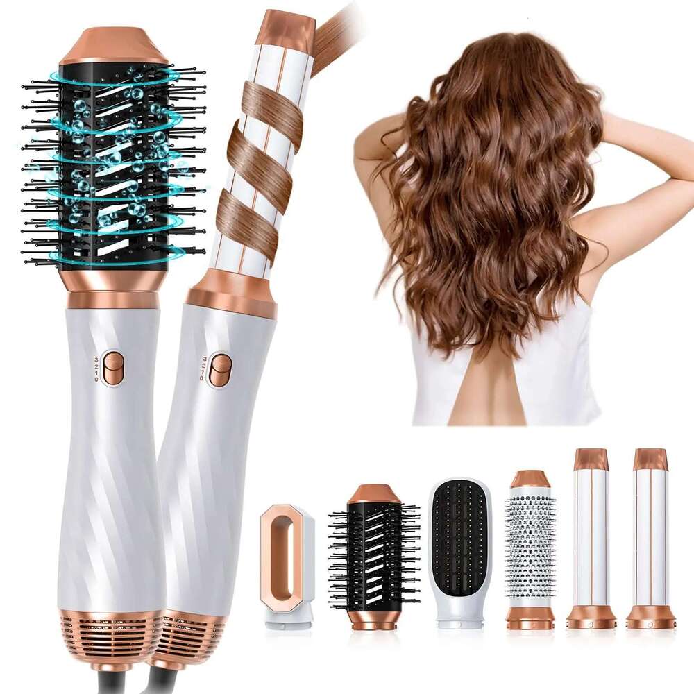 6 in One Hot Detachable Blow Hair Dryer Brush, Curler Air Styler Iron Curling Brush