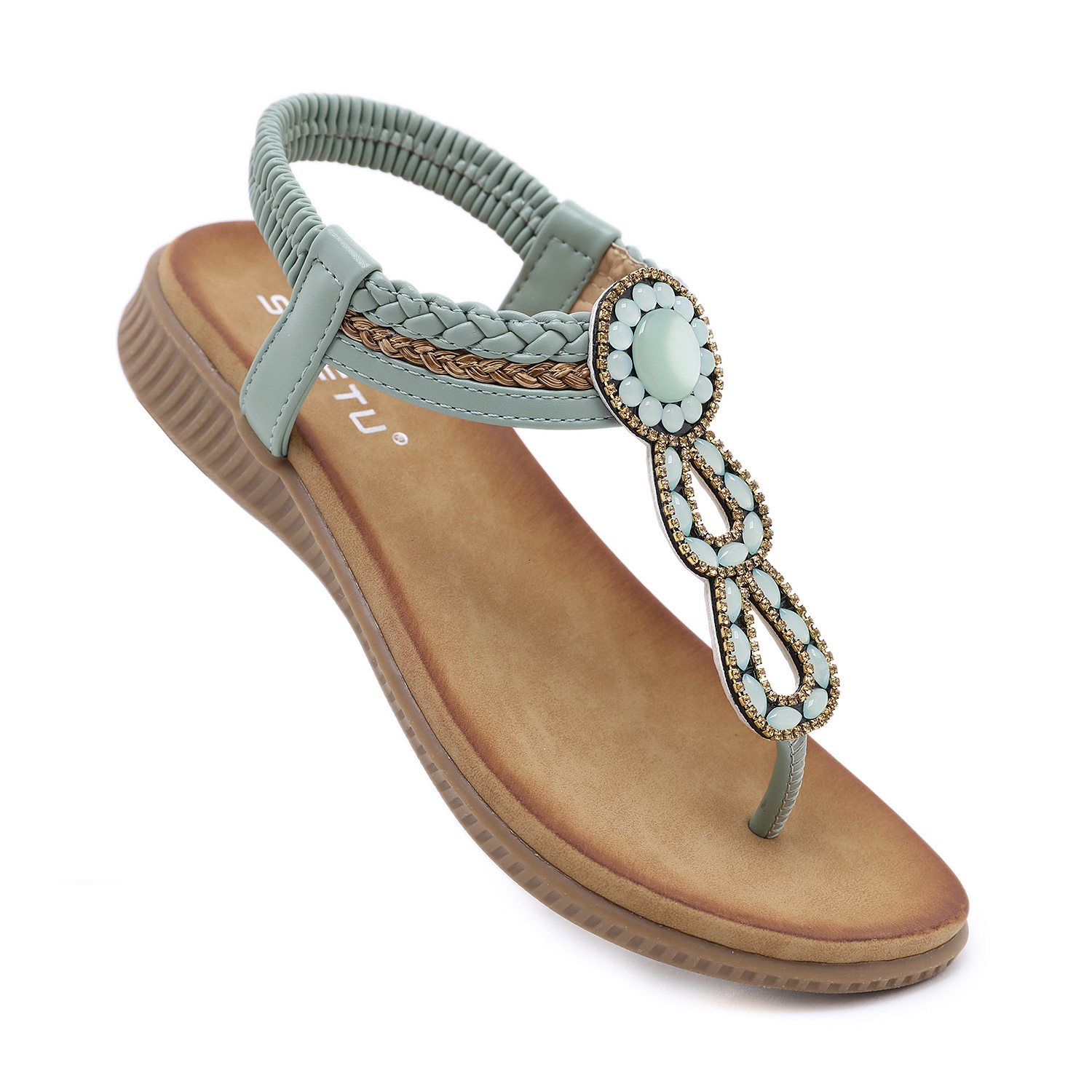 Top quality Brand High Quality New Style Free Delivery Designer Bag 2025 New Sandals Bohemian Water Diamond Comfortable Round Head Beach Vacation Larg