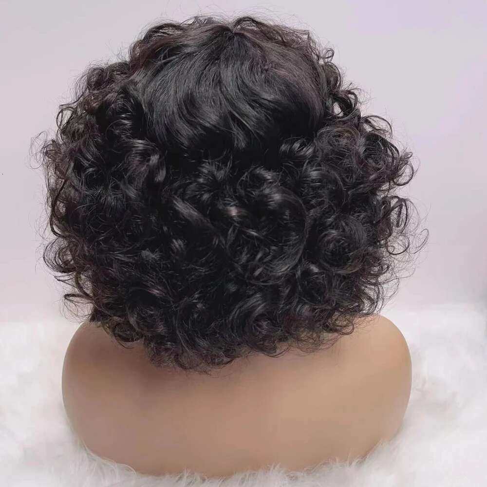 330% Density Brazilian Egg Curl Pixie Cut Human Hair With Bangs Water Wave Short Bob Wig For Women Preplucked Local Delivery
