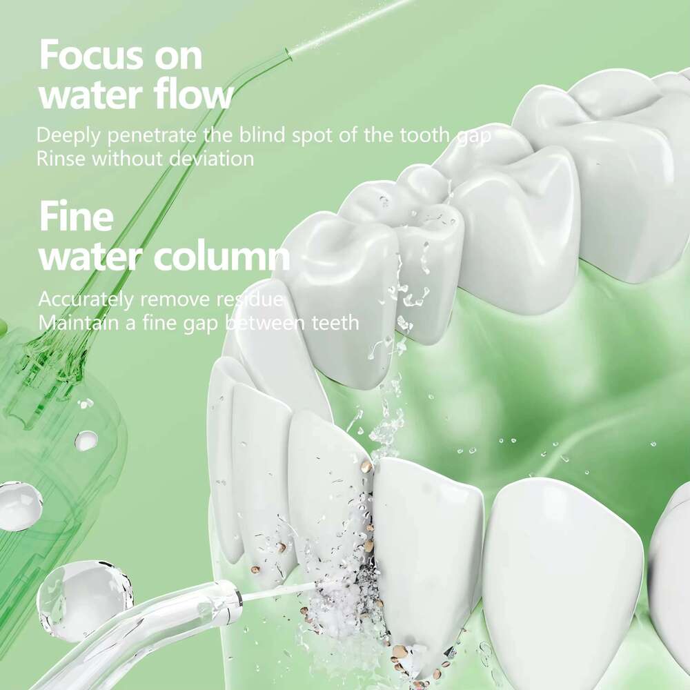 Cordless Oral Irrigator 2 Nozzles 200ML Detachable Tank 3 Modes USB Charging Teeth Cleaner IPX7 Portable Water Dental Flosser