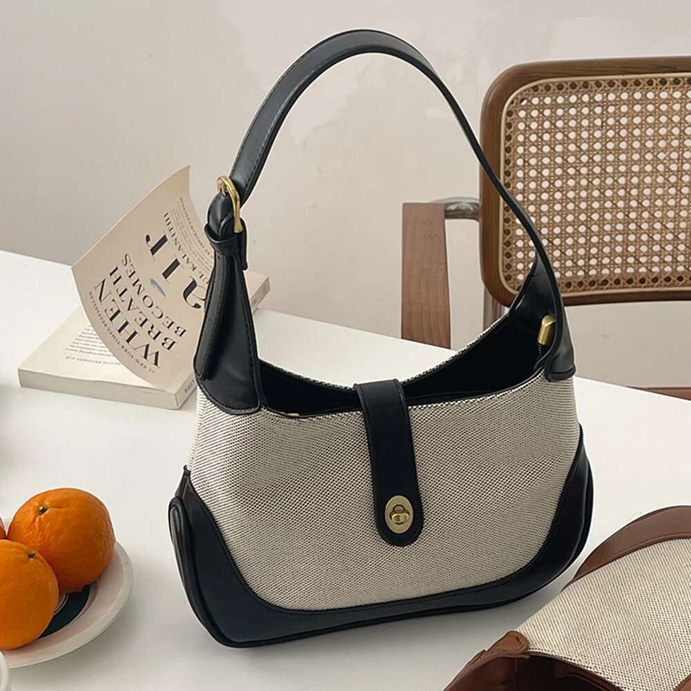 Women Vintage Contrast Color Tote Dumpling Bag Trendy French Underarm Purse For Daily Use And Fashion Events
