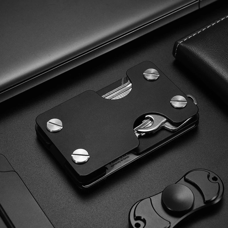 2 in 1 portable metal aluminum alloy key chain organizer clipper storage wallet holder money credit card openner man EDC gift 250515