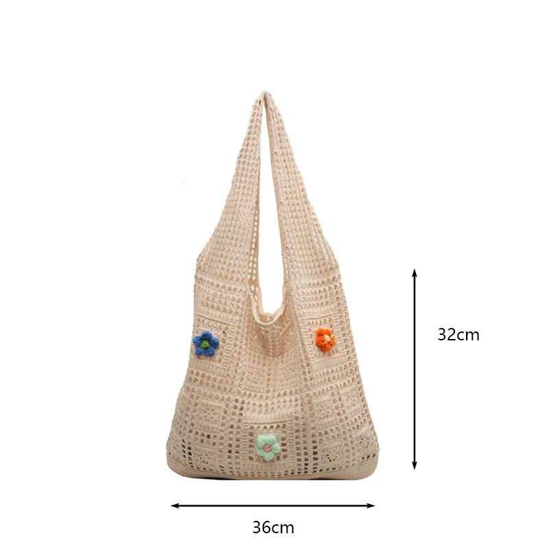 Woolen Knitted Bag Fashion Womens Knitted Bag Flower ned Versatile Handbag Womens Shoulder Bag 250515