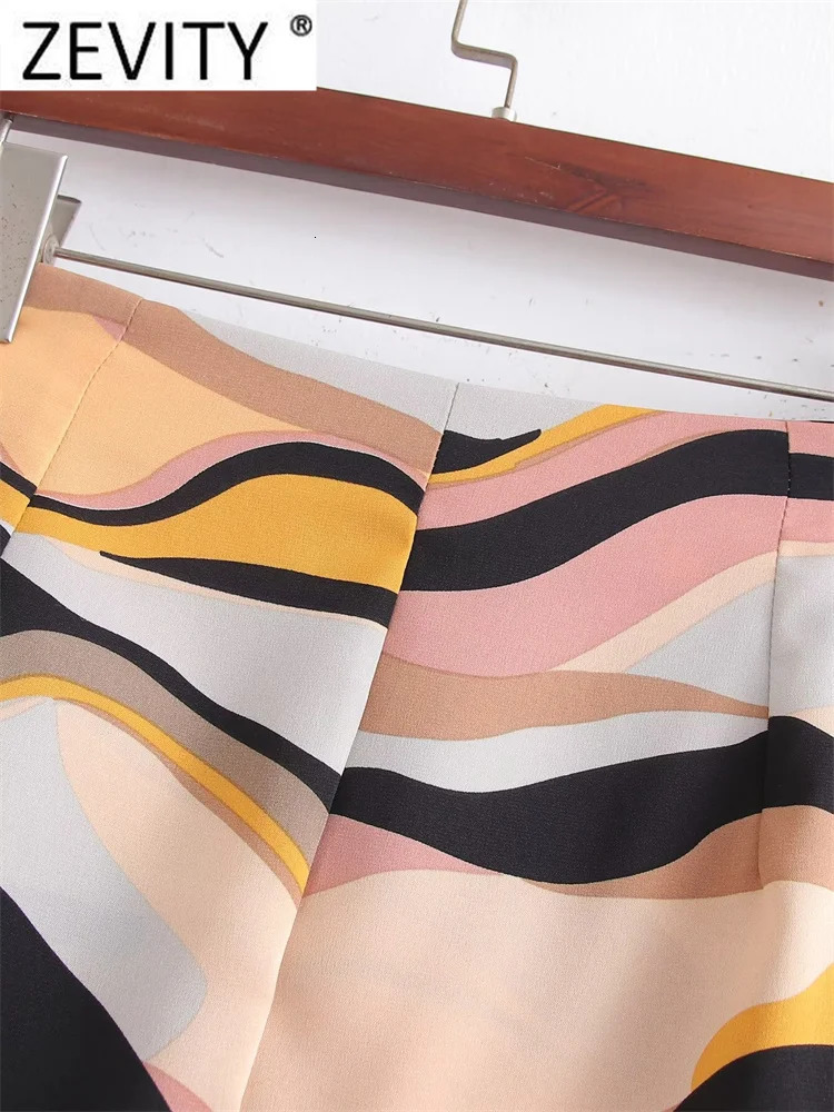 Zevity Women Fashion Color Matching Graffiti Print Bow Ted Wrapped Mini Skirt Skirts Female Zipper Dresses QUN7301 250515