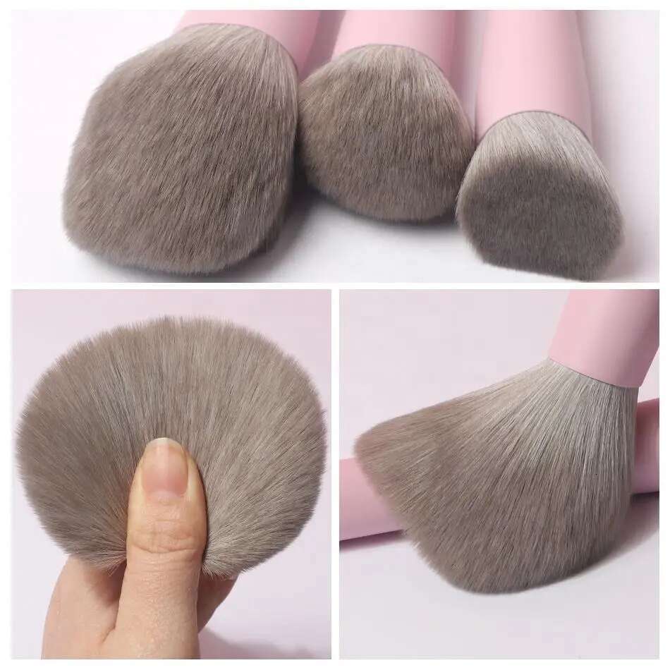 Pink Makeup Brush Set Private Label Wholesale Bulk Cosmetic Synthetic Hair Vegan Brushes Free Custom Beauty Tool 10Sets