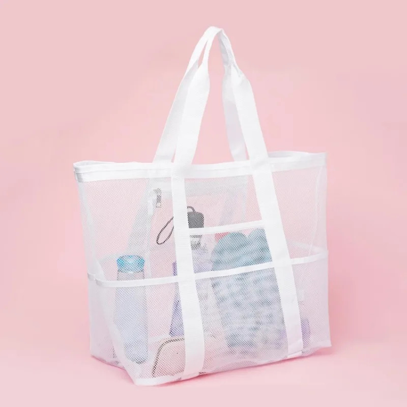 Picnic Beach Bag Women Mesh Transparent Swim Storage High Capacity Shopping Bags Tote 250515