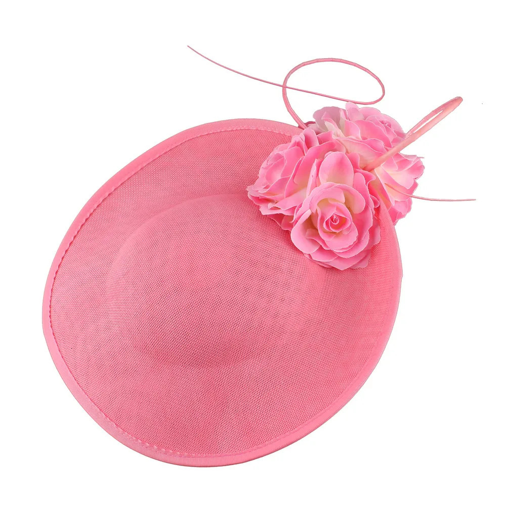 Gorgeous Formal Dress Wedding Fedora Cap Women Big Derby Headpiece Flower Fashion Fasinator Hat Handmade Occasion Millinery Cap 250514