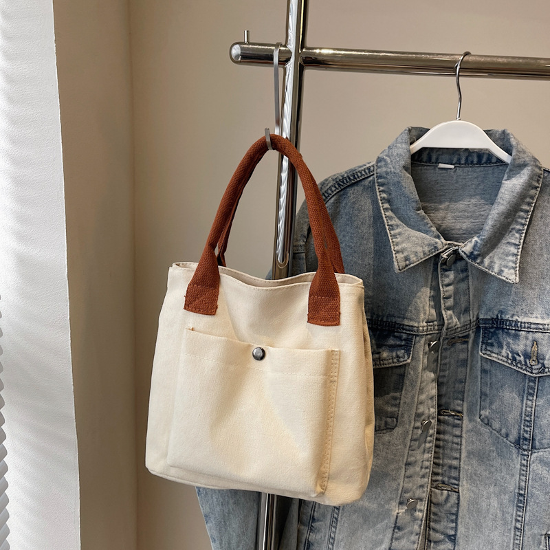 Free Delivery Designer Bag 2025 New Canvas Fabric Harajuku Simple And Versatile Casual Solid Color Hand Women's Trend Luxury Bag