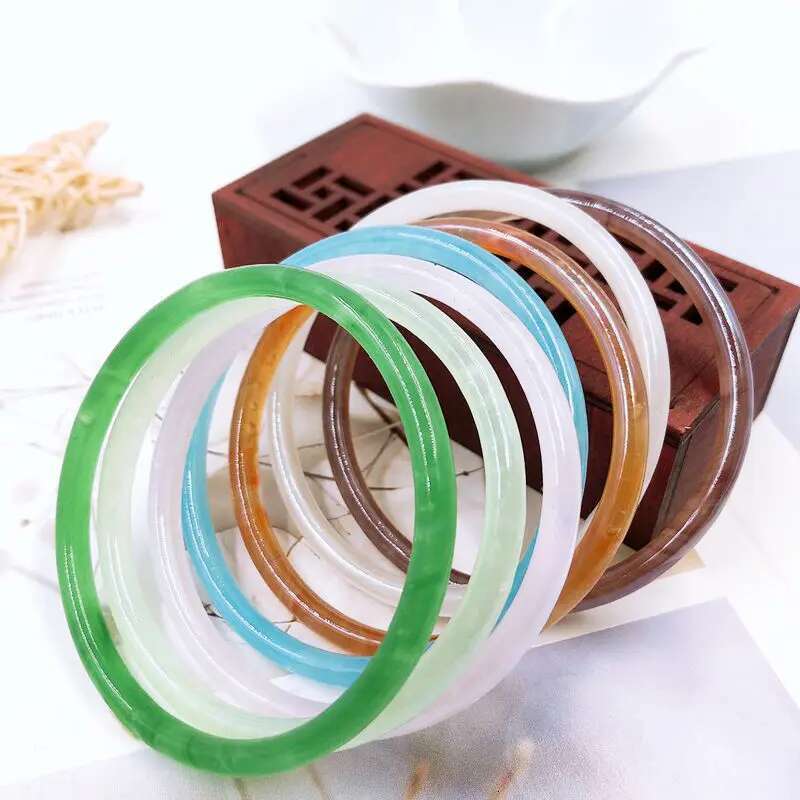 Natural Thin Handcarved Agate Bracelets Glass Bangle Jewelry Jadeite Jade Bangles Bracelet For Women